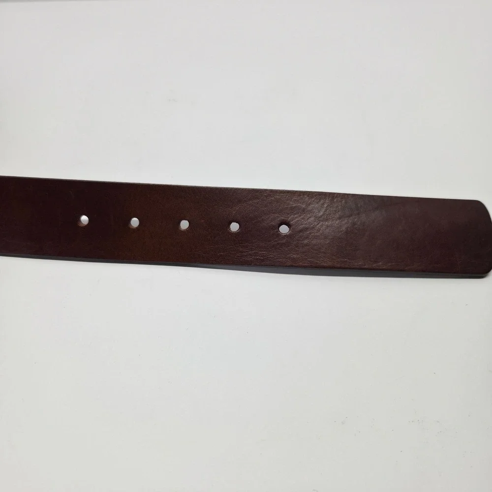 Mara Giordani Leather Belt 40/100 M/L Brown Handmade Italy Antique Brass Buckle